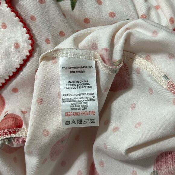 RAE DUNN. XL Blush Pink Peach Notch Collar Short Sleeve Button Top Shorts PJ Set - Picture 12 of 12